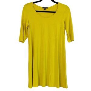 Eileen Fisher Yellow Elbow Length Sleeve Viscose Jersey Tunic Sz S